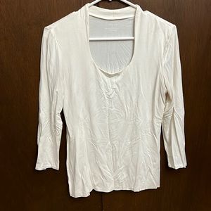Grace ivory scoop neck 3/4 length sleeve shirt